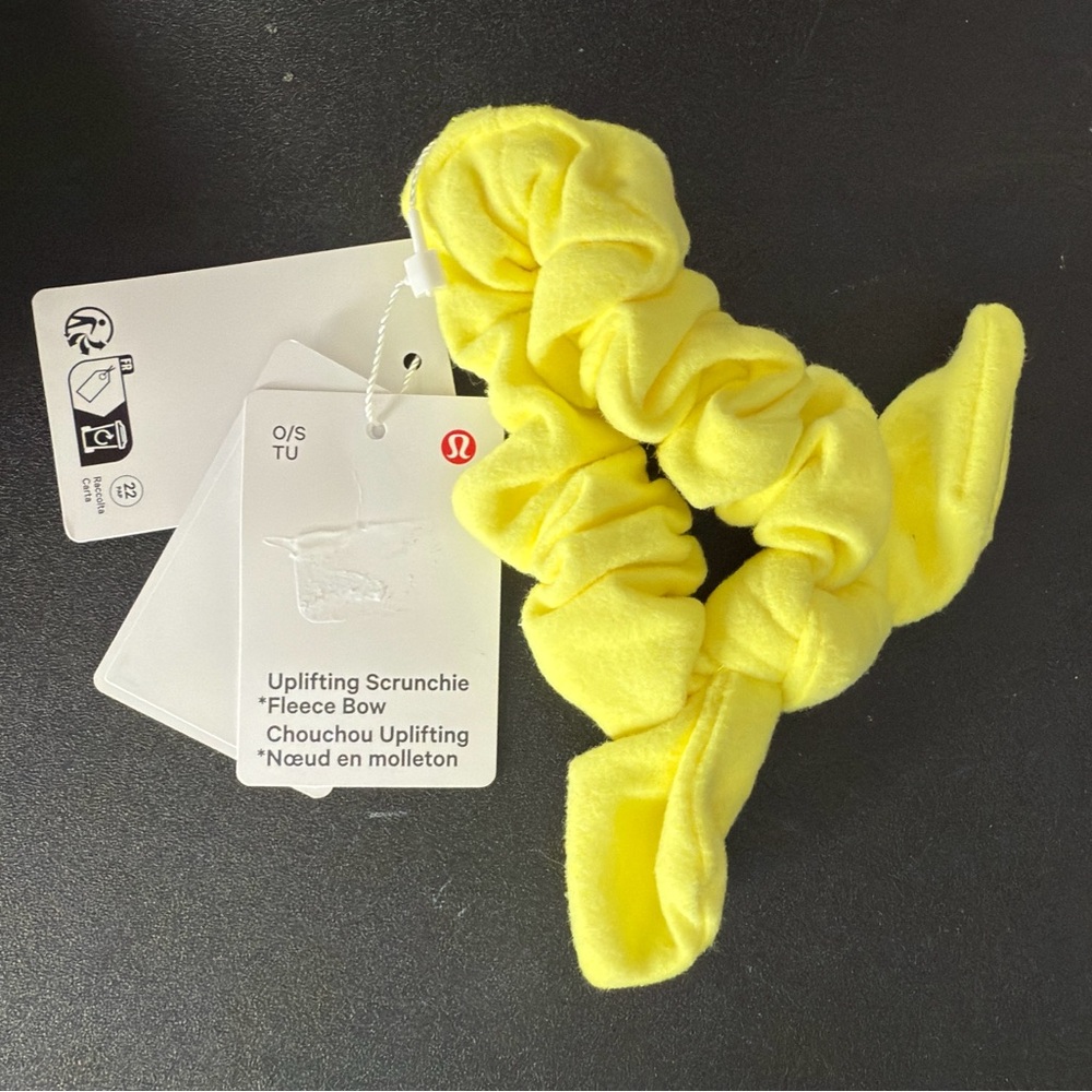 Lululemon Athletica Yellow Fleece Bow Scrunchie